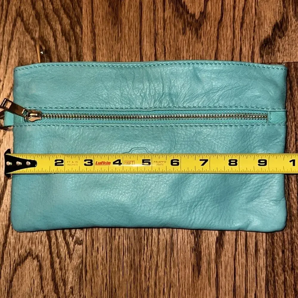 Gorgeous Ocean Blue Italian Leather Clutch NWT